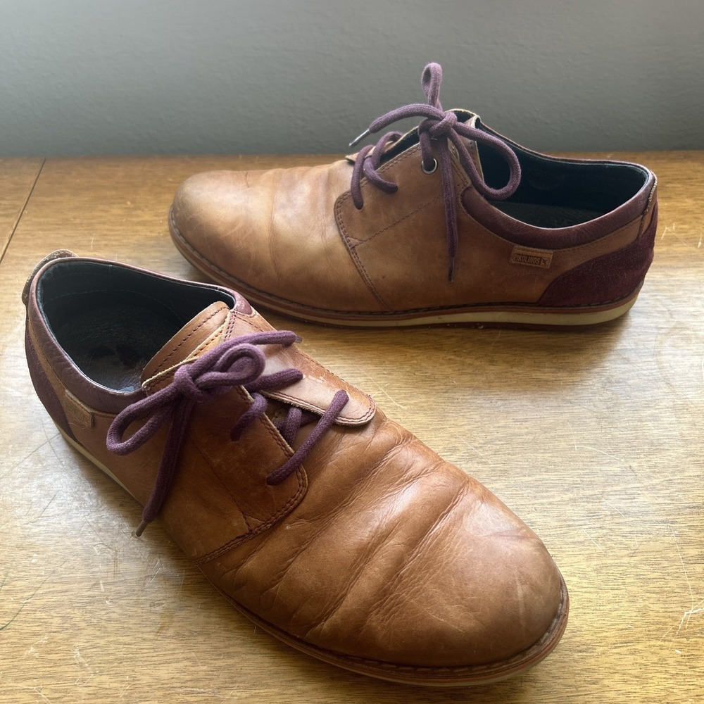 Pikolinos‎ Dress Shoes Mens 9.5-10 43 Brown Leather Casual Oxfords Lace-Up Derby
